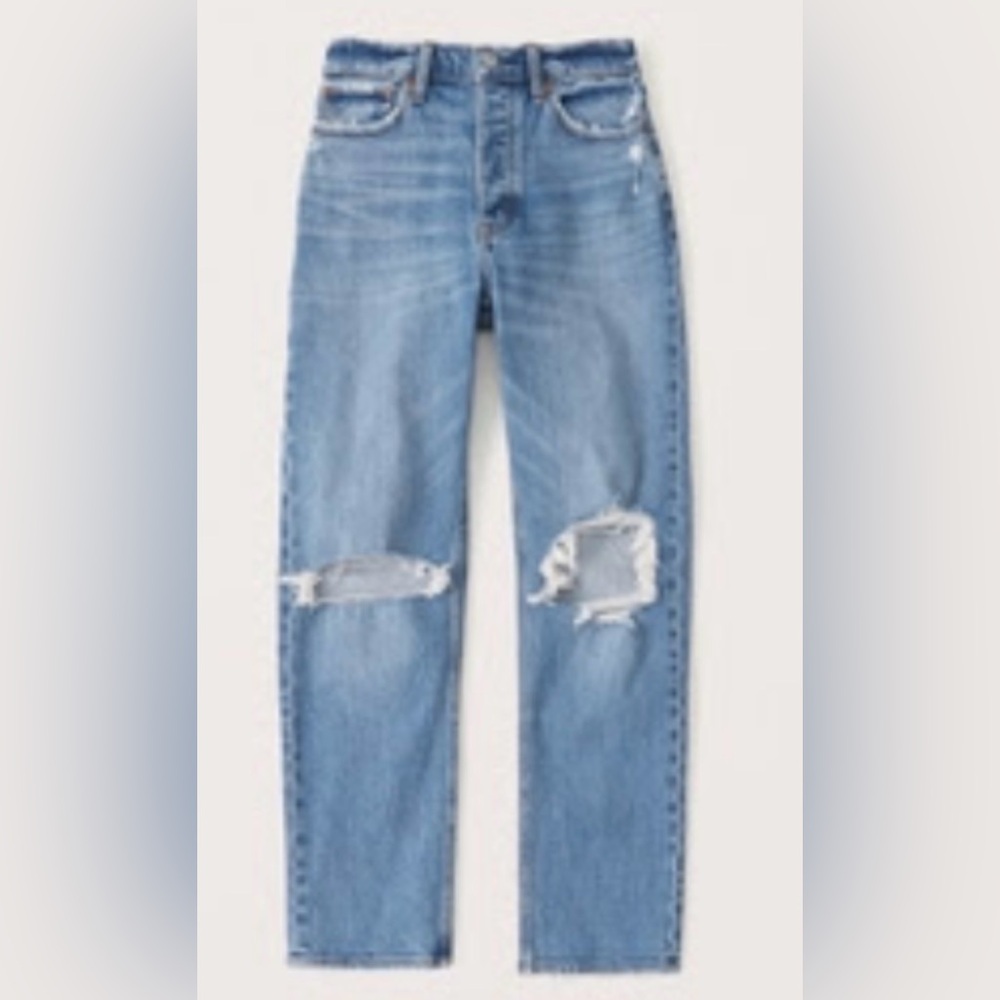 Abercrombie & Fitch Light Blue Distressed Boyfriend Jeans
